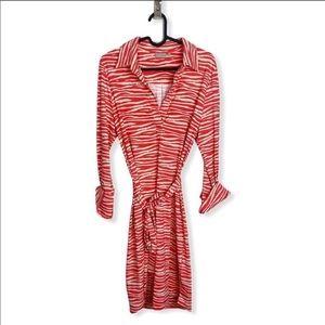 Ellie Kia Oranger Tiger Striped Dress Shift Size 4